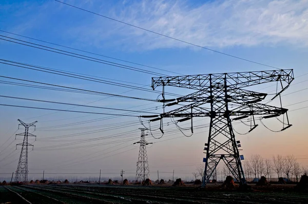 High Voltage Electric Tower Line Stock Picture