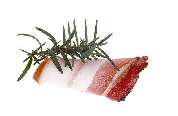 Olasz Prosciutto Crudo Vagy Spanyol Jamon Rántott Hús Fehér Alapon — Stock Fotó