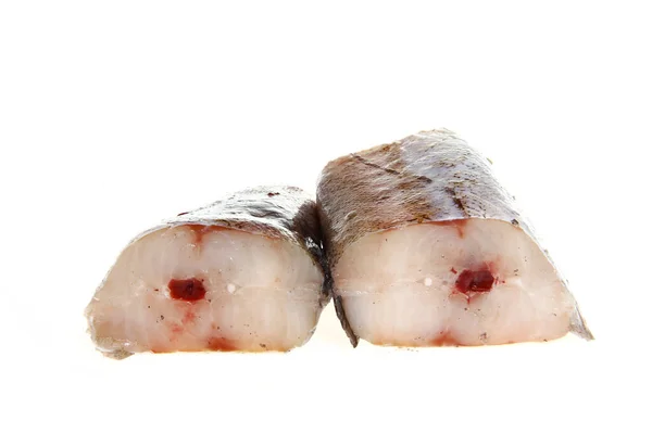在白色背景上隔离的鳕鱼 新鲜的 — 图库照片