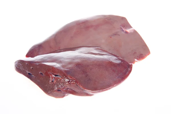 Fresh Pork Liver White Background — Stock Photo, Image