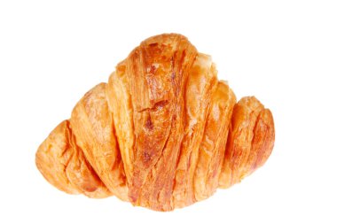 Arka planda taze kruvasanlar var.