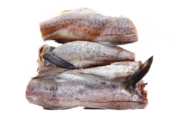 Morina Balığı Beyaz Bir Arkaplanda Izole Edilmiş Taze — Stok fotoğraf
