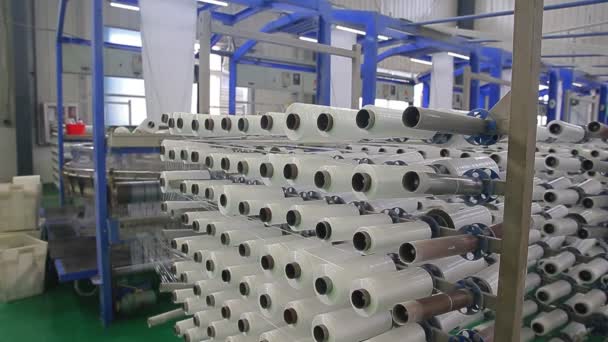 Csomagolózsák Gyártó Műhely Szövőöv Textilipari Gépek Berendezések Forgása — Stock videók
