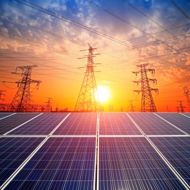 Güneş panelleri ve elektrik kuleleri, güç ekipmanları