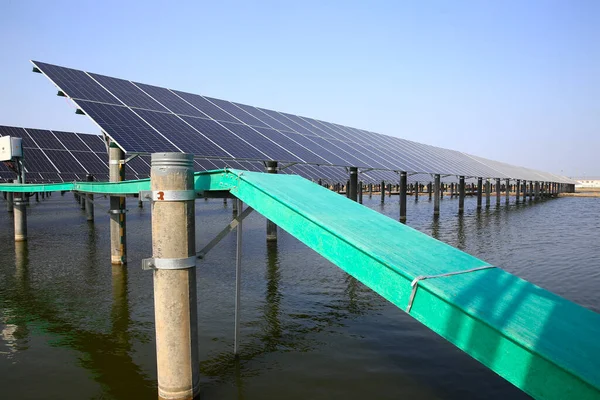 Solar panels on water, saving energy