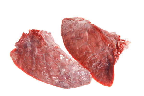 The pig lung on a white background