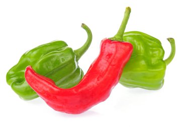 Yeşil biberin beyaz arka planında izole edilmiş 
