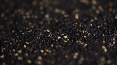 Dönen siyah susam tohumları, susam yağı