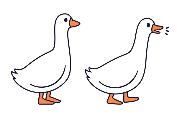 Cartoon Goose Standing Walking —  Vetores de Stock