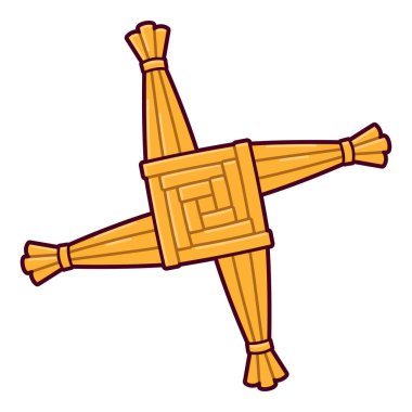 Saint Brigid's cross, Imbolc celebration tradition in Ireland. Handmade straw knot decoration. Vector illustration. clipart