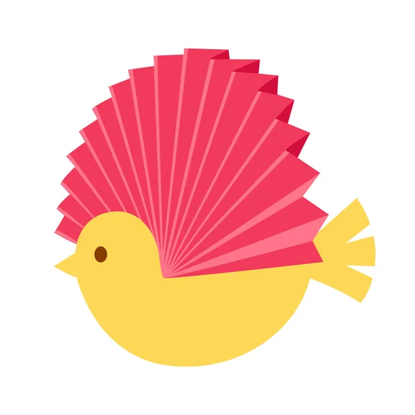 Papercraft Bird Folded Fan Wings Simple Isolated Cartoon Vector Illustration — Stock Vector
