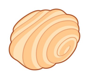 Tatlı börek, çizgi film çizimi. Spiral şekilli puf böreği. Vektör klibi resim çizimi.