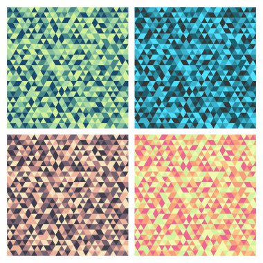 Soyut geometrik üçgen desen seti. Parlak pürüzsüz doku, modern arkaplan.