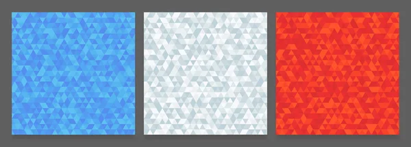 Soyut Geometrik Üçgen Desen Seti Tarz Kırmızı Beyaz Mavi Parlak — Stok Vektör
