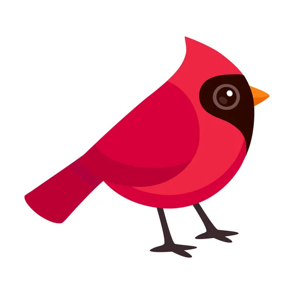 Mignon Dessin Animé Rouge Cardinal Nord Oiseau Illustration Vectorielle Simple — Image vectorielle