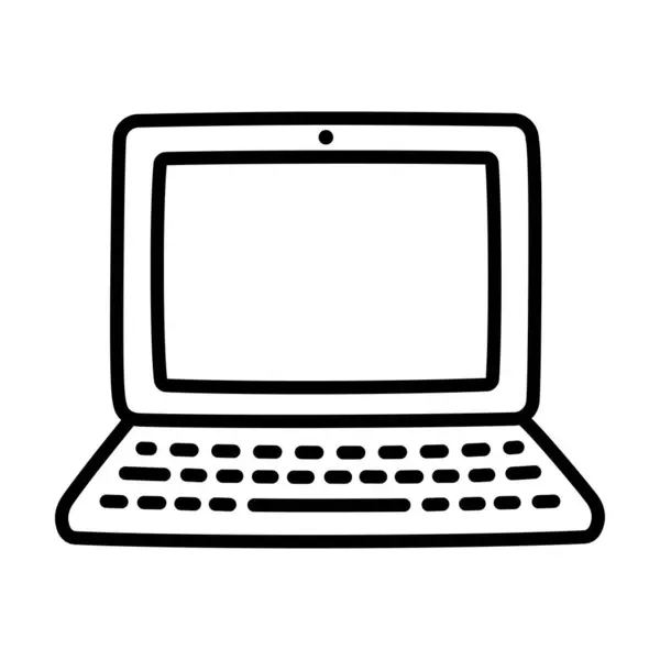 Handgezeichnetes Doodle Laptop Symbol Niedliche Cartoon Zeichnung Vektor Clip Art Stockvektor