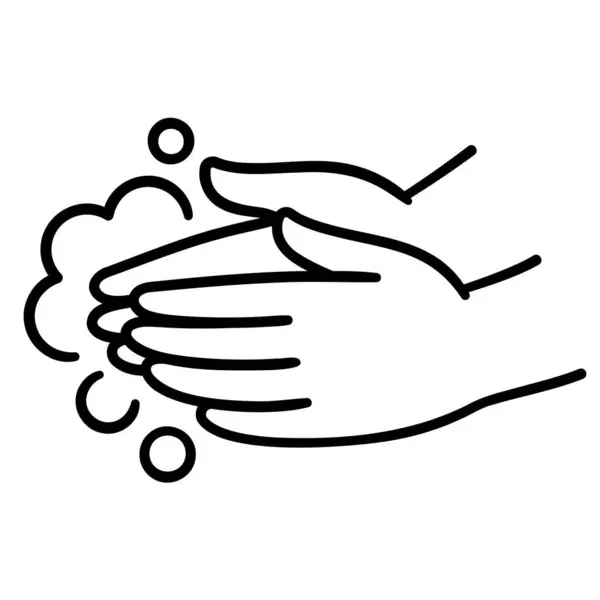 Handwäsche Ikone Handgezeichnetes Schwarz Weiß Strichmuster Zwei Hände Mit Seifenschaum lizenzfreie Stockillustrationen