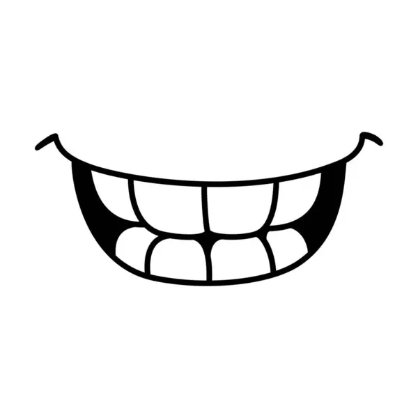 Lächelnder Mund Mit Zähnen Einfache Kritzelzeichnung Einfaches Schwarz Weißes Cartoon lizenzfreie Stockillustrationen