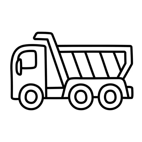 Dump Truck Line Icon Cute Cartoon Hand Drawn Doodle Style Лицензионные Стоковые Векторы