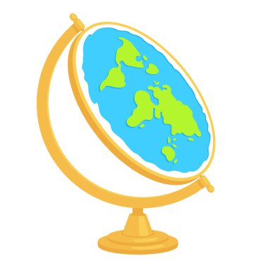 Cartoon flat earth globe model, simple flat vector clip art illustration. clipart