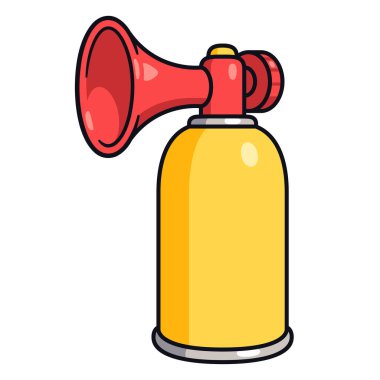 Hava kornası çizgi filmi çizimi. Sıkıştırılmış hava kutusu ve ses çıkarıcı. Vektör klibi resim çizimi.