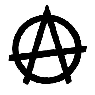 Anarşi sembolü, el çizimi grafiti işareti. Vektör clipart illüstrasyonu.
