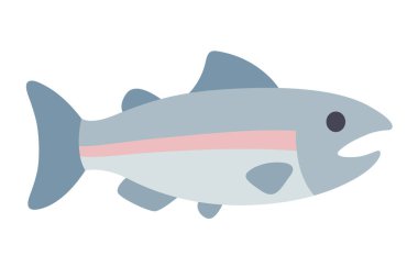 Çizgi film somon ikonu. Basit düz renk vektör balık çizimi.