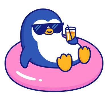 Çizgi film penguen havuzu yüzen tatil