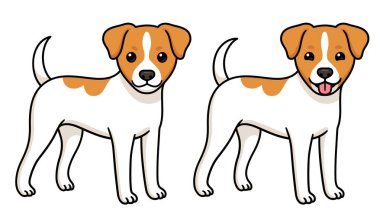 Funny cartoon Terrier dog standing. Smiling and sticking out tongue. Cute vector clip art illustration. clipart