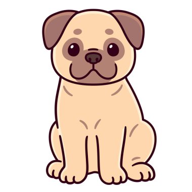 Tatlı bir çizgi film karakteri oturuyor.