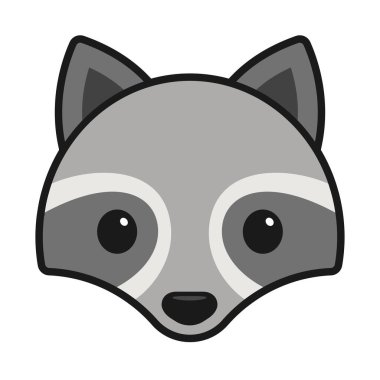 Sevimli çizgi film rakun yüzü ikonu. Basit vektör illüstrasyonu.