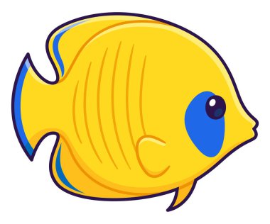 Bluecheek çizgi filmindeki kelebek balığı basit bir şekilde çiziyor. Tropikal balık vektör illüstrasyonu.