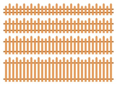 Düz stil vektör illüstrasyonunda ahşap çit beyaz üzerine izole