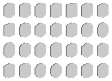 Beyaz üzerinde izole edilmiş 3B vintage çerçeve ve etiketler vektör illüstrasyonları kümesi