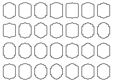 Beyaz üzerinde izole edilmiş vintage çerçeveler ve etiketler vektör illüstrasyonları kümesi