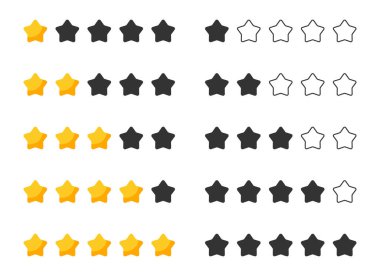 Yıldız değerlendirmesi sıfırdan beşe kadar. Müşteri geribildirimi