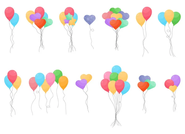 Balloons Bunch Cartoon Style Vector Illustration Isolated White — Stock Vector