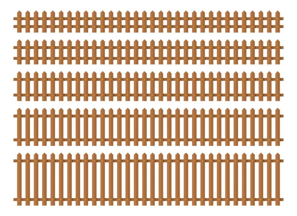 Wooden Fence Flat Style Vector Illustration Isolated White — Stock Vector