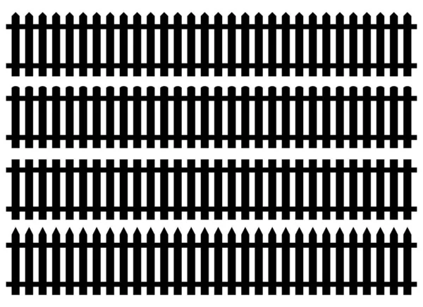 Ensemble Silhouette Clôture Illustration Vectorielle Style Plat Clôture Noire Isolée — Image vectorielle