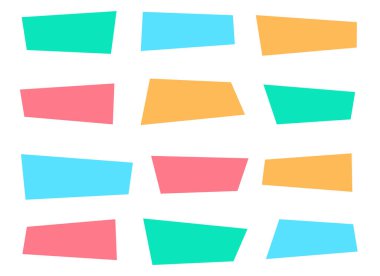 Düz biçim vektör resimlemesindeki Geometrik renkli pankartlar beyaz üzerine izole edildi