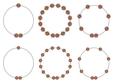 Circle frame decoration element with flowers clip art 7