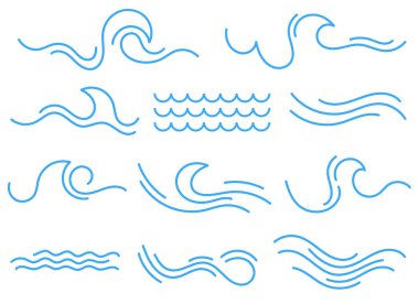 Hand drawn doodle waves clip art