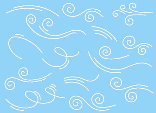Hand drawn doodle wind blow clip art