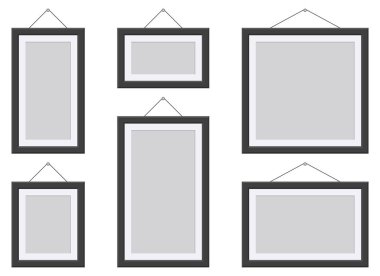 Black picture frame vector illustration isolated on white