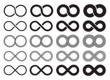 Infinity symbol collection vector illustration isolated on white