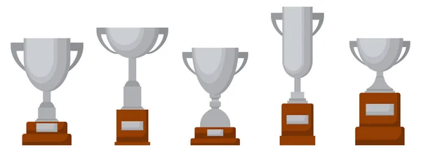 Award Trophy Goblet Silver Cup Flat Design Vector Illustration — Stock Vector