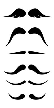 Siyah bıyık koleksiyonu vektör çizimi beyaza izole edildi