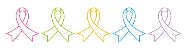 Awareness Ribbon Cross Set Breast Cancer Symbol Vector Illustration Flat — Stockový vektor