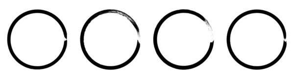 Black Grunge Circle Brush Ink Frame Set Vector Illustration — 图库矢量图片
