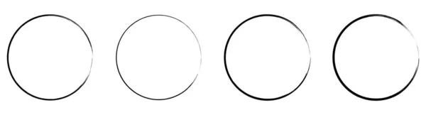 Black Grunge Circle Brush Ink Frame Set Vector Illustration — Stock vektor